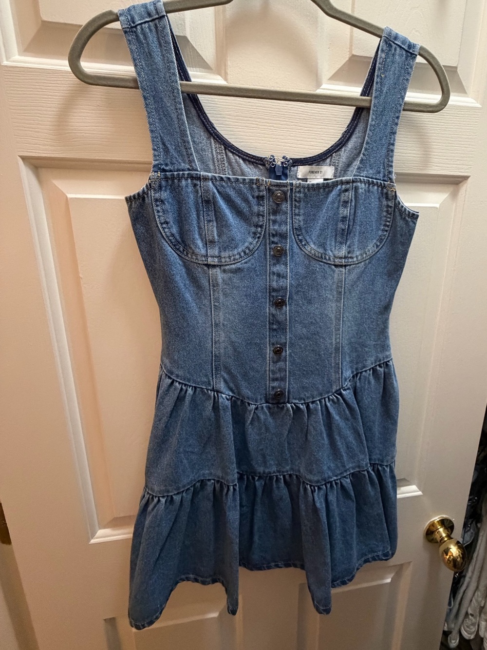 Forever 21 Blue Tiered Denim Sundress